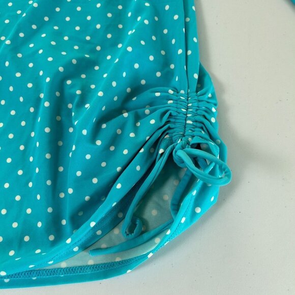 Talbots Miraclesuit Size M Blue Polka Dot Swim Ruching Rash Guard UPF 50 - Picture 10 of 13